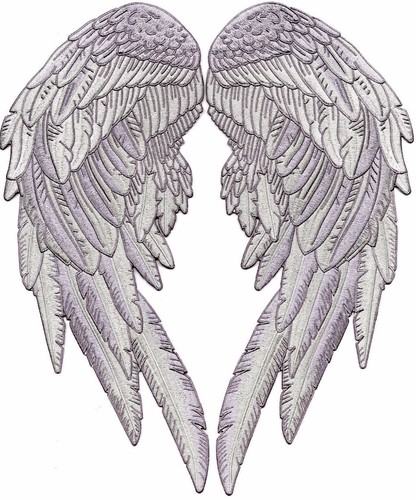 Silver angel wing patches - silver,